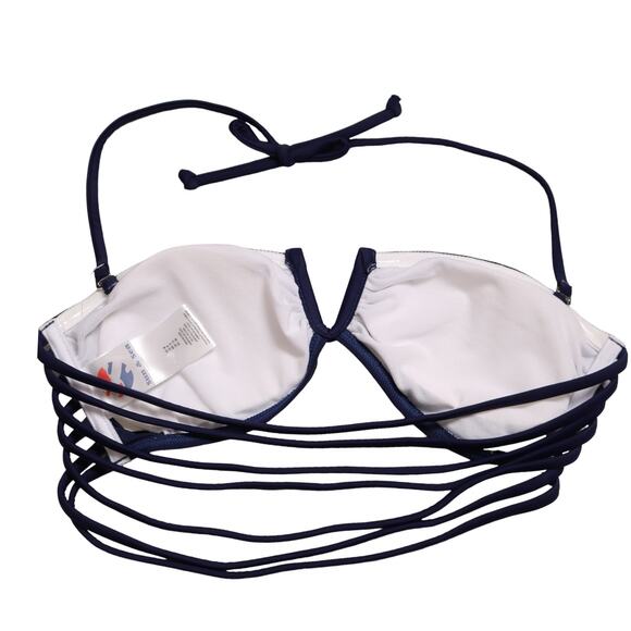 Sun & Sea Strappy Convertible Two Piece Bikini Halter Strapless Navy Blue Size M - Picture 8 of 14
